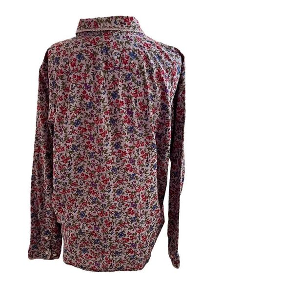 Lauren Ralph Lauren Floral + Crochet Lace Trim Long Sleeve Button Front Blouse - Picture 5 of 7